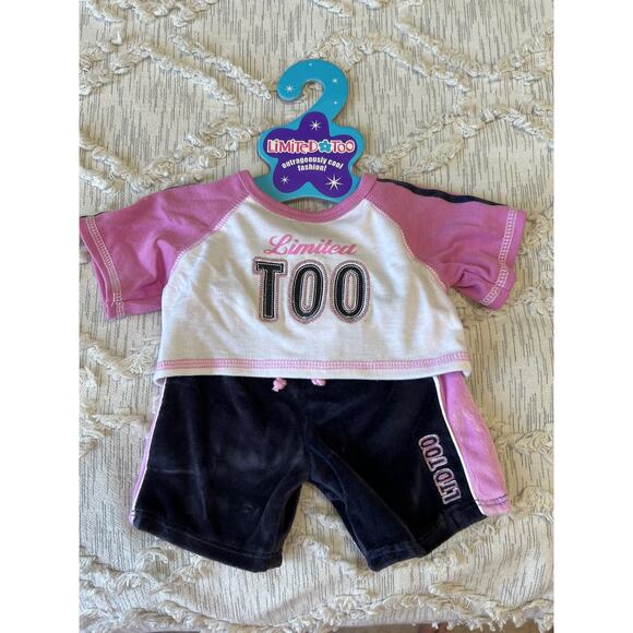 Build A Bear Outfit BABW Limited Too Velour Pants And Shirt Pink Navy Y2K  New - Picture 1 of 2